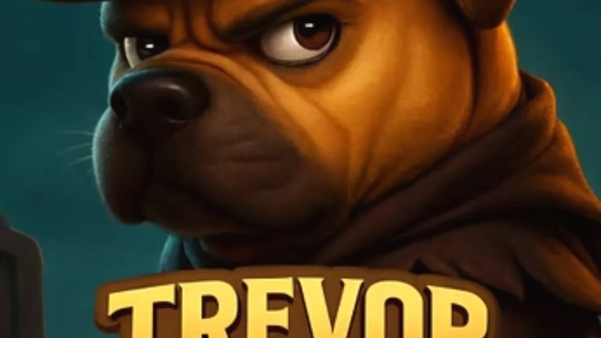 Trevor sang Shar Pei sedang menggali harta karun di slot Trevor Hunter